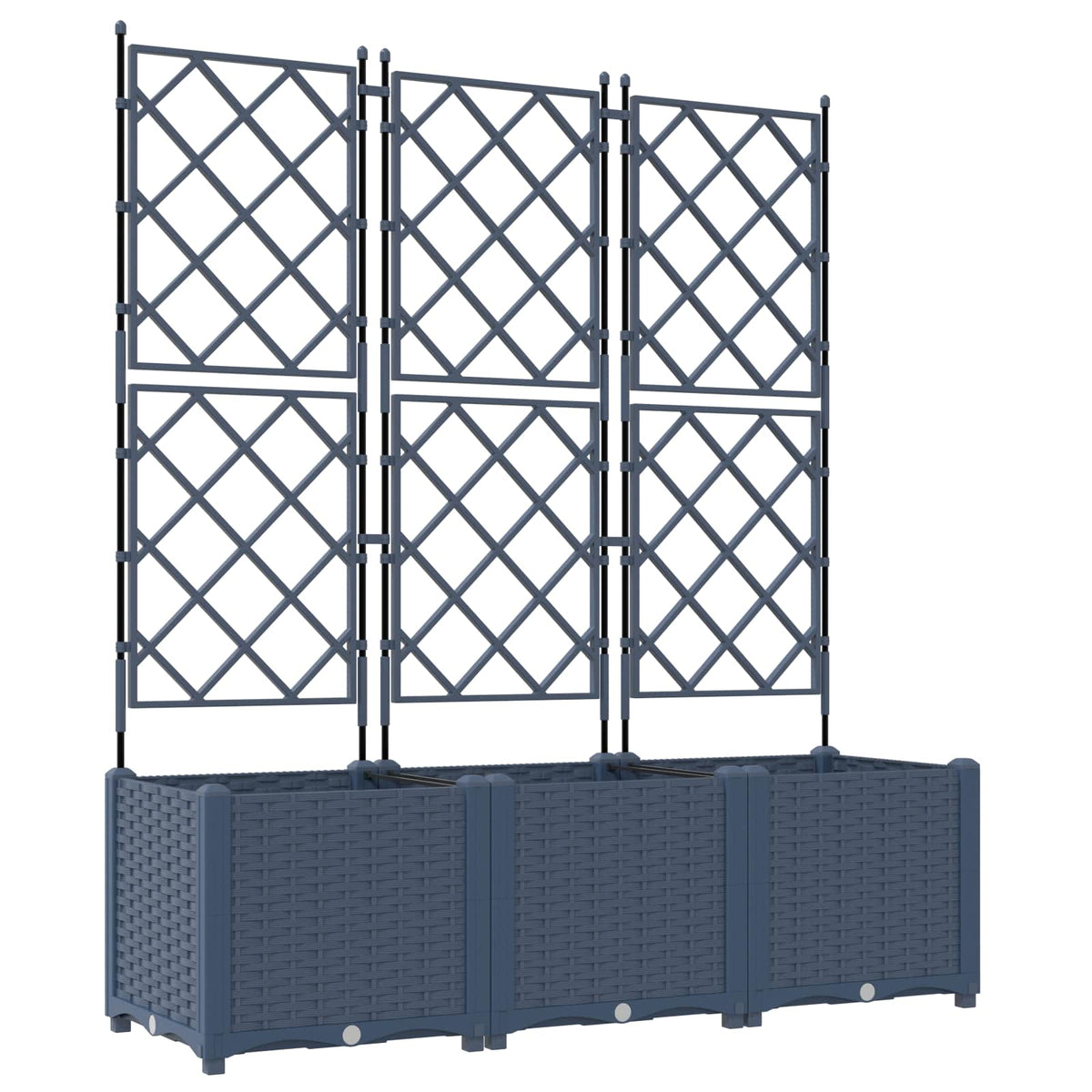 Vidaxxl pot de fleur de jardin 3 pcs gris 120 x 40 x 143 cm acier