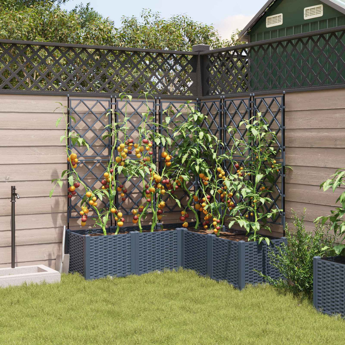 Vidaxxl pot de fleur de jardin 5 pcs gris 120 x 120 x 143 cm acier