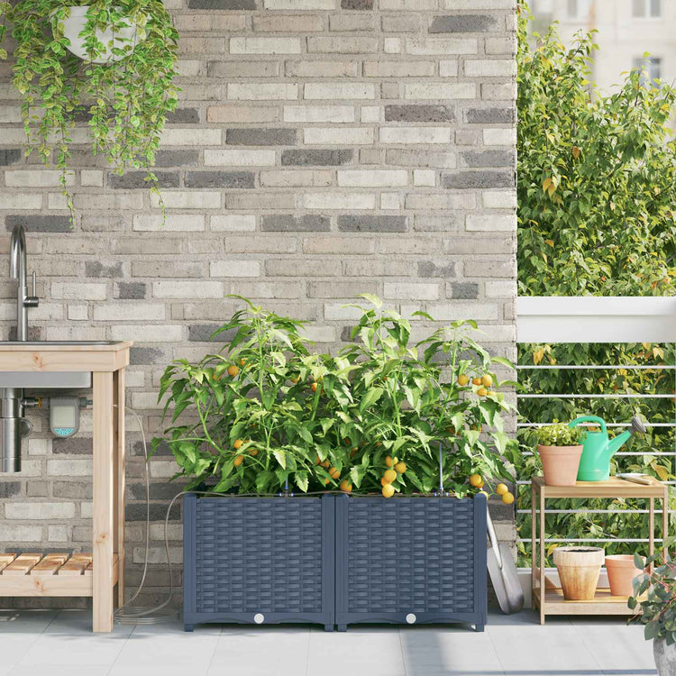 Vidaxxl pot de fleur de jardin 2 pcs gris 120 x 120 x 142 cm acier