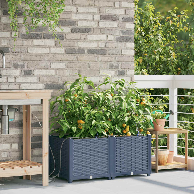 Vidaxxl pot de fleur de jardin 2 pcs gris 120 x 120 x 142 cm acier
