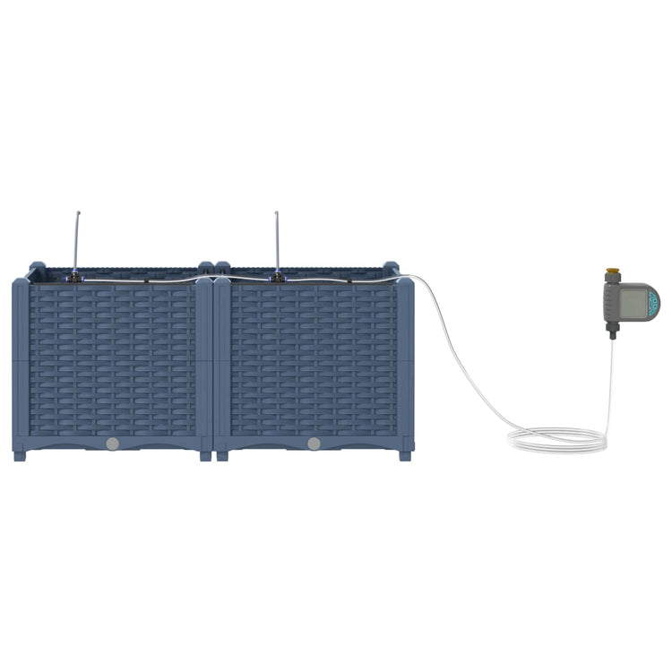 Vidaxxl pot de fleur de jardin 2 pcs gris 120 x 120 x 142 cm acier