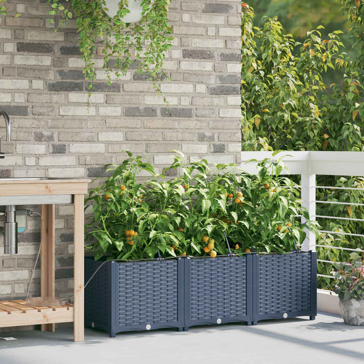 Vidaxxl pot de fleur de jardin 3 pcs gris 120 x 120 x 142 cm acier