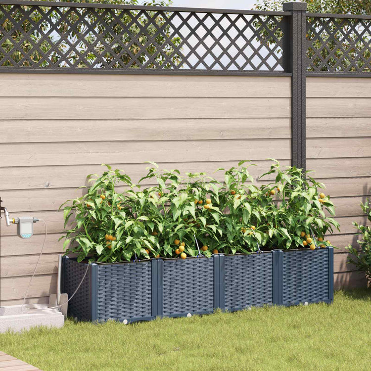Vidaxxl pot de fleur de jardin 4 pcs gris 120 x 120 x 142 cm acier