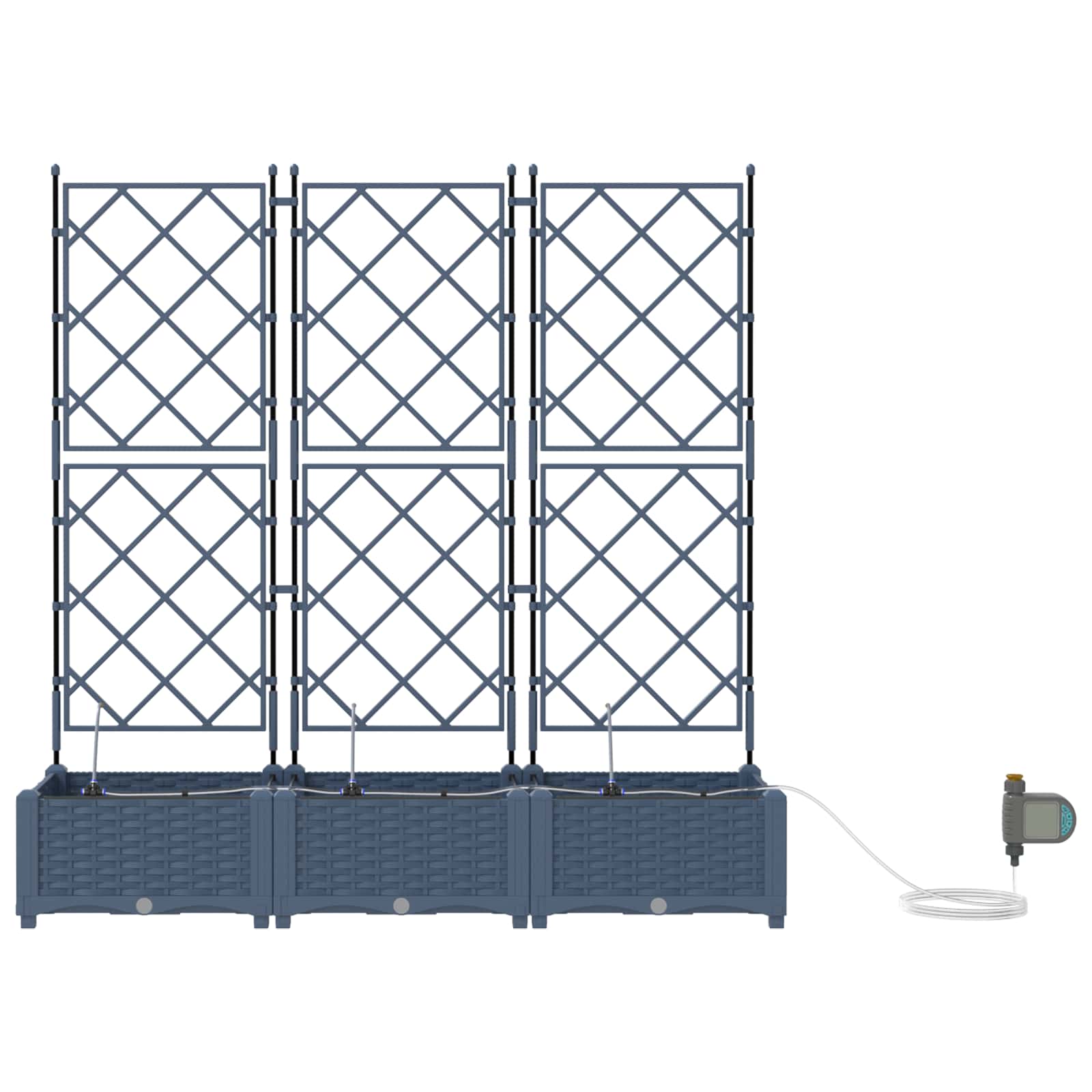 Vidaxxl pot de fleur de jardin 3 pcs gris 120 x 120 x 142 cm acier