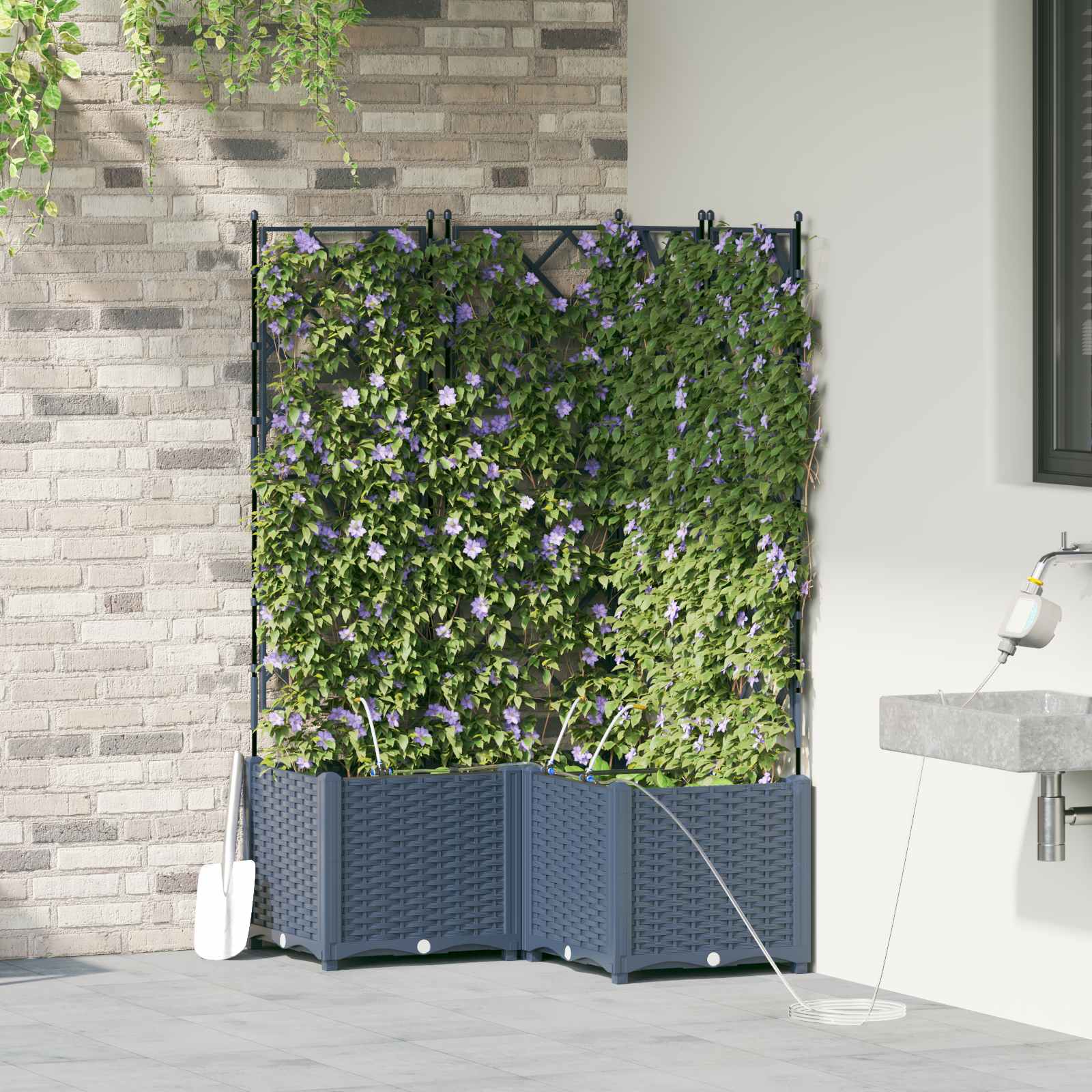 Vidaxxl pot de fleur de jardin 3 pcs gris 120 x 120 x 142 cm acier