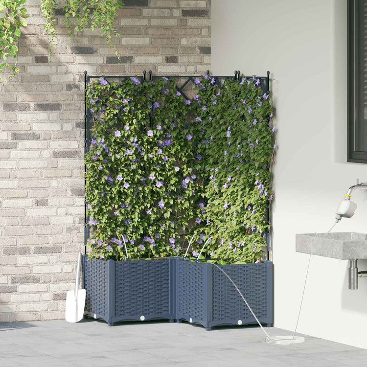 Vidaxxl pot de fleur de jardin 3 pcs gris 120 x 120 x 142 cm acier