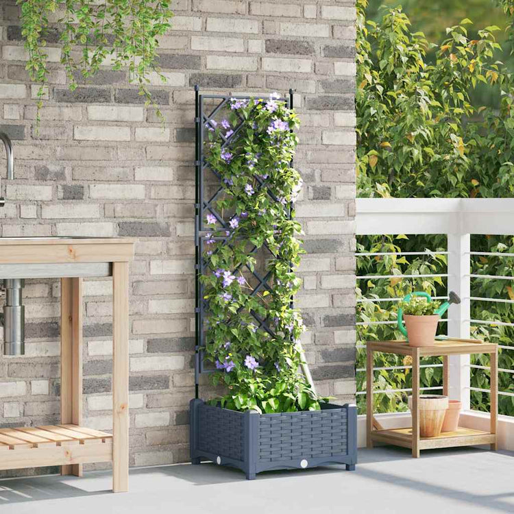 Vidaxxl pot de fleur de jardin gris clair 40 x 40 x 125,5 cm acier