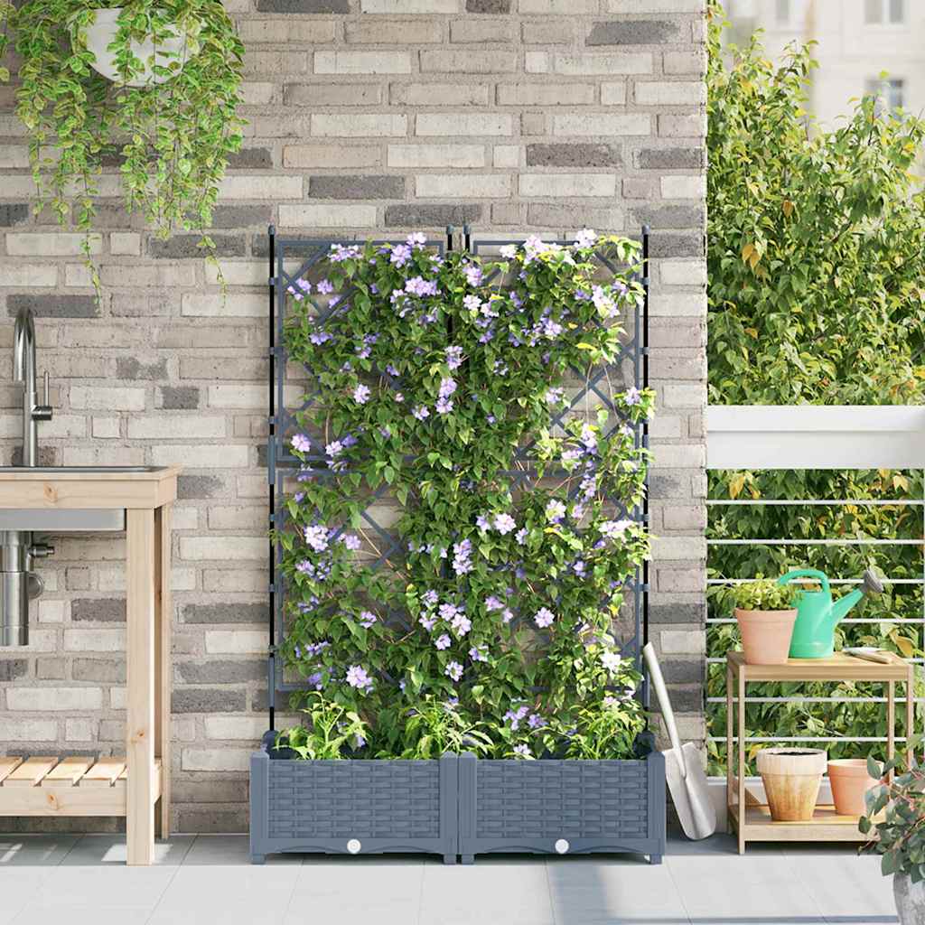 Vidaxxl pot de fleur de jardin 2 pcs gris clair 80 x 40 x 125,5 cm acier