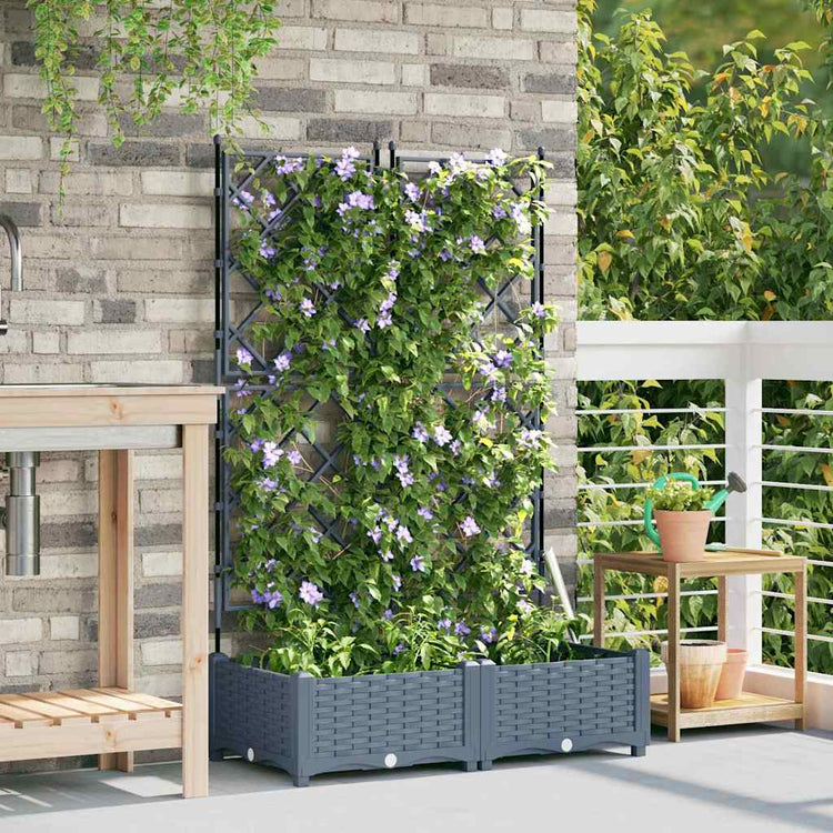 Vidaxxl pot de fleur de jardin 2 pcs gris clair 80 x 40 x 125,5 cm acier