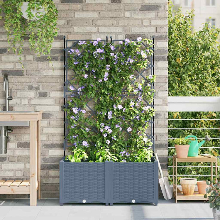 Vidaxxl pot de fleur de jardin 2 pcs gris clair 80 x 40 x 143 cm acier