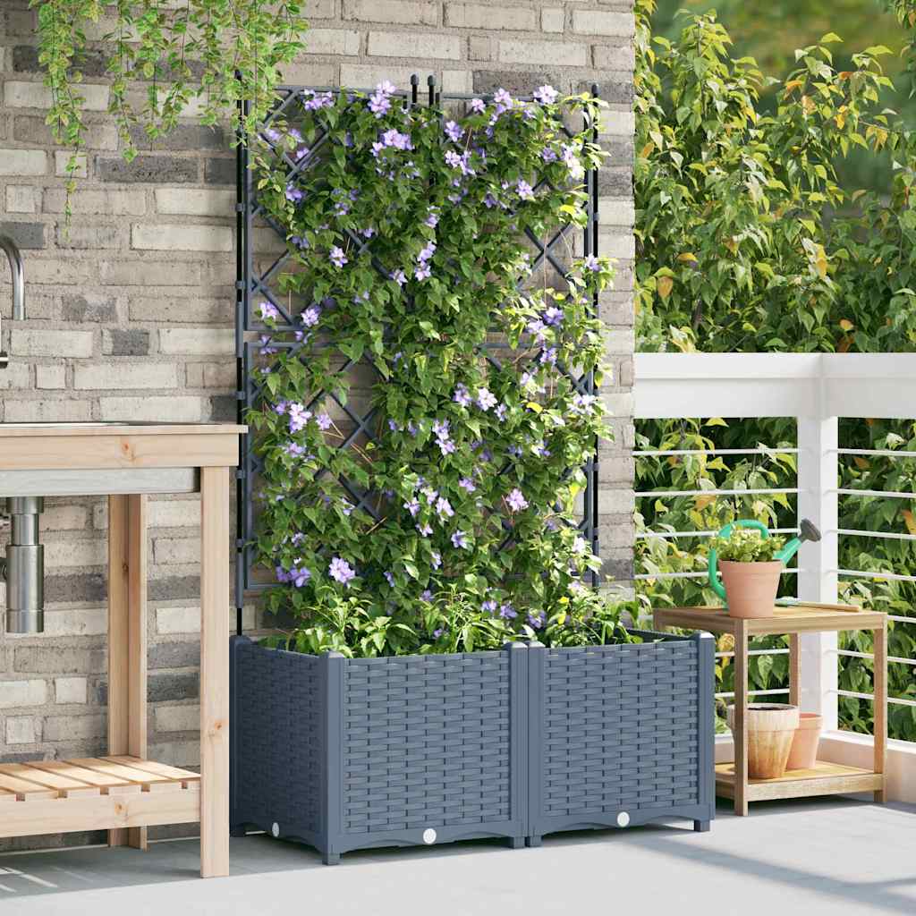 Vidaxxl pot de fleur de jardin 2 pcs gris clair 80 x 40 x 143 cm acier