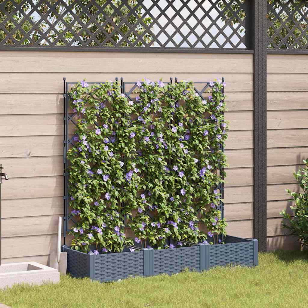 Vidaxxl pot de fleur de jardin 3 pcs gris clair 120 x 40 x 125,5 cm acier