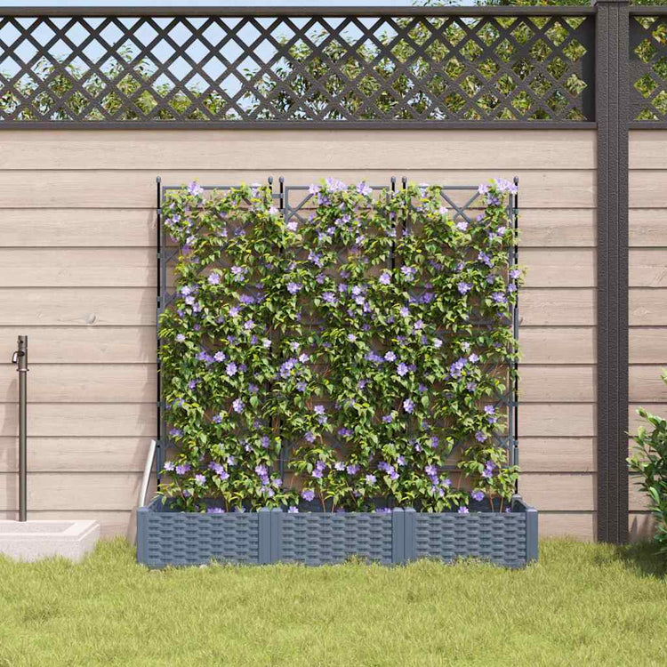 Vidaxxl pot de fleur de jardin 3 pcs gris clair 120 x 40 x 125,5 cm acier