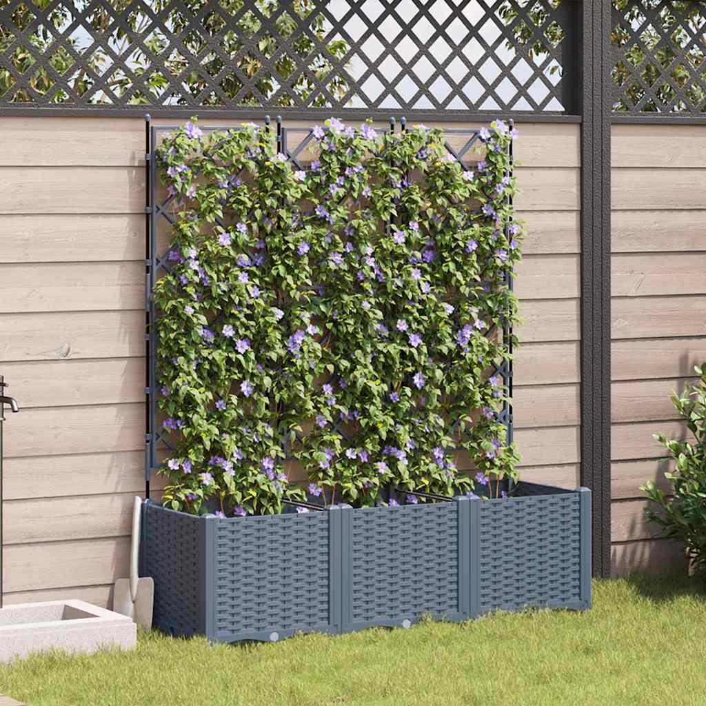 Vidaxxl pot de fleur de jardin 3 pcs gris clair 120 x 40 x 143 cm acier