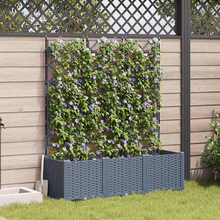 Vidaxxl pot de fleur de jardin 3 pcs gris clair 120 x 40 x 143 cm acier