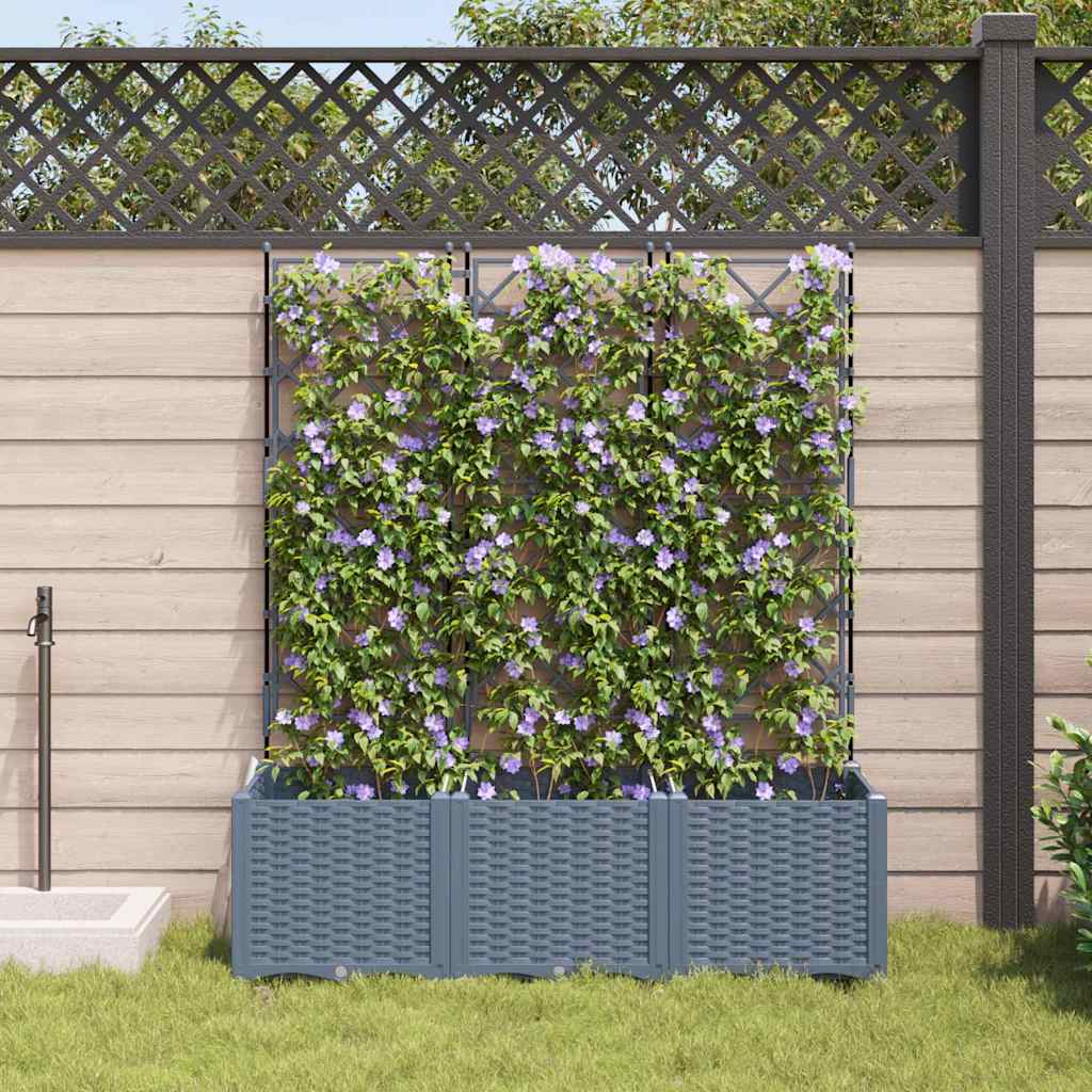 Vidaxxl pot de fleur de jardin 3 pcs gris clair 120 x 40 x 143 cm acier