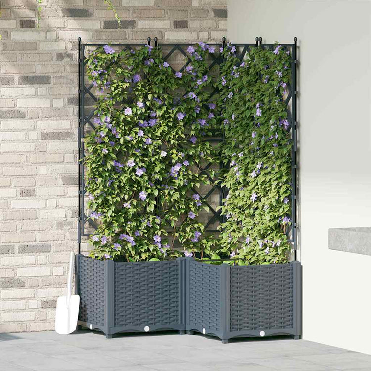 Vidaxl pot de fleur de jardin 3 pcs gris clair 80 x 80 x 143 cm acier