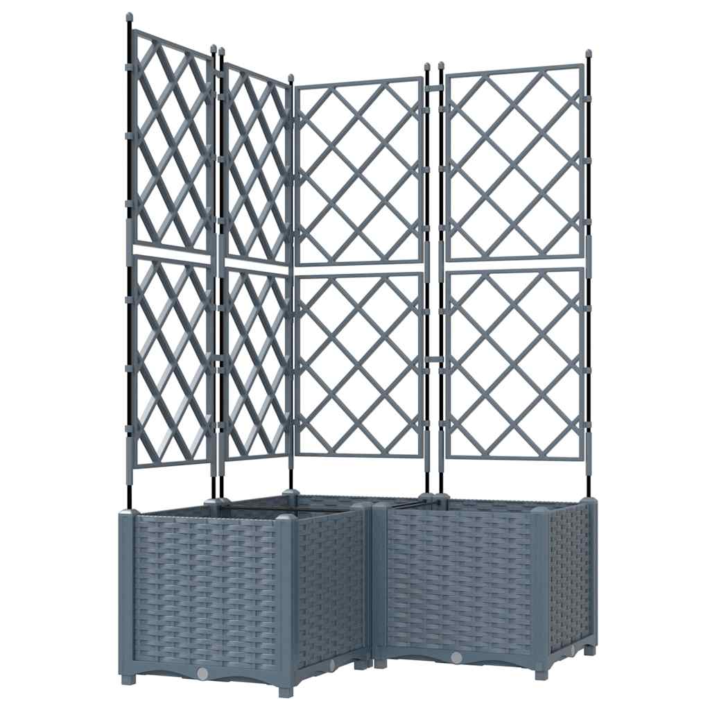 Vidaxl pot de fleur de jardin 3 pcs gris clair 80 x 80 x 143 cm acier