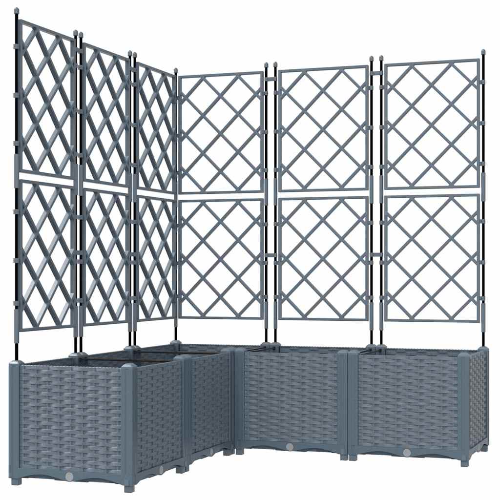 Vidaxxl pot de fleur de jardin 5 pcs gris clair 120 x 120 x 143 cm acier