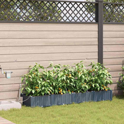VidaXL pot de fleur de jardin 4 pcs acier gris clair