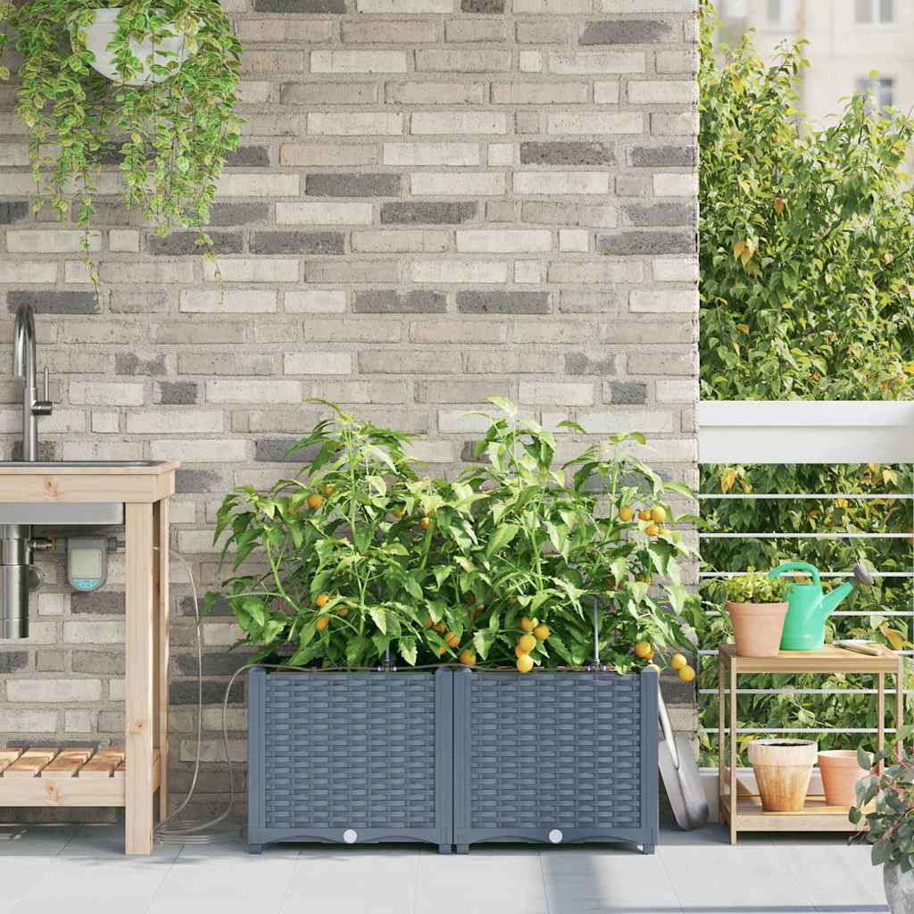 VidaXL pot de fleur de jardin 2 pcs acier gris clair