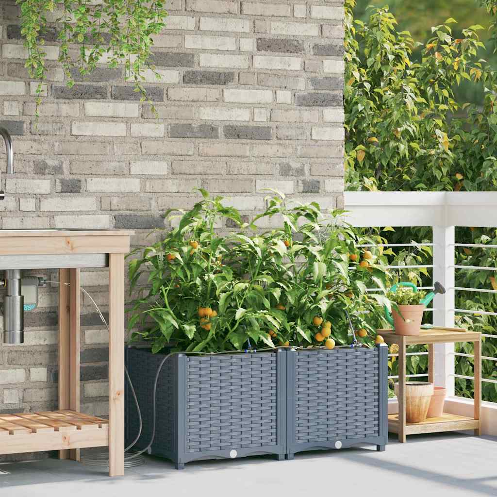 VidaXL pot de fleur de jardin 2 pcs acier gris clair
