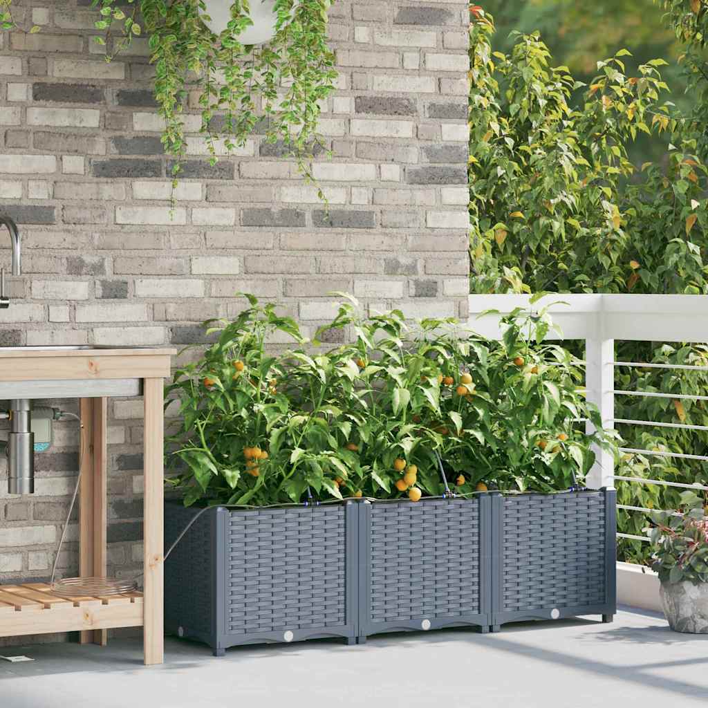 VidaXL pot de fleur de jardin 3 pcs acier gris clair