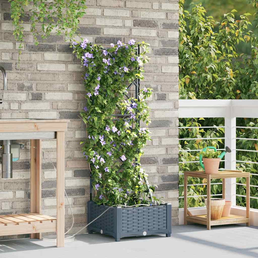 Vidaxxl pot de fleur de jardin gris clair 40 x 40 x 126 cm acier