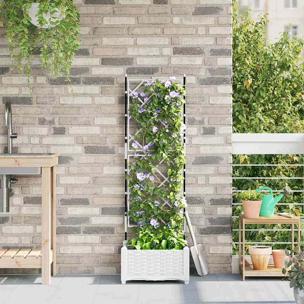 VidaXL pot de fleur de jardin blanc 40 x 40 x 125,5 cm acier