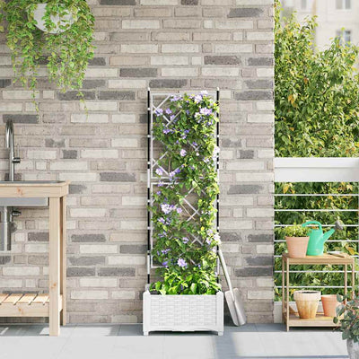 VidaXL pot de fleur de jardin blanc 40 x 40 x 125,5 cm acier