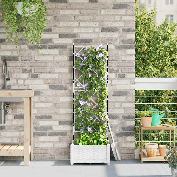 VidaXL pot de fleur de jardin blanc 40 x 40 x 125,5 cm acier