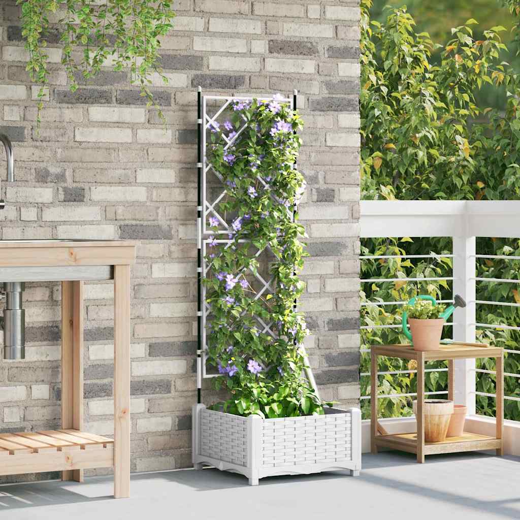 VidaXL pot de fleur de jardin blanc 40 x 40 x 125,5 cm acier
