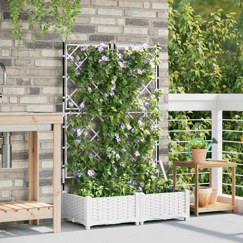 Vidaxxl pot de fleur de jardin 2 pcs blanc 80 x 40 x 125,5 cm acier