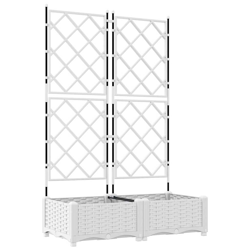 Vidaxxl pot de fleur de jardin 2 pcs blanc 80 x 40 x 125,5 cm acier