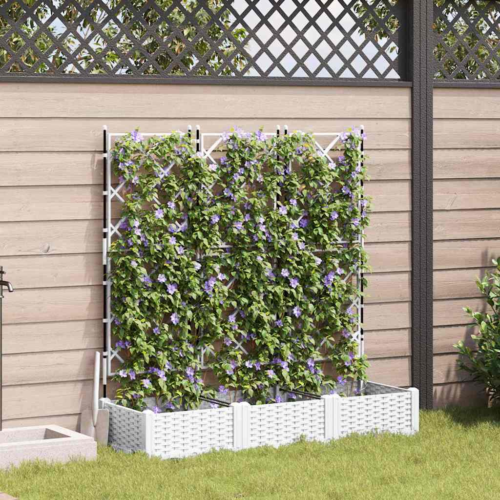 Vidaxxl pot de fleur de jardin 3 pcs blanc 120 x 40 x 125,5 cm acier