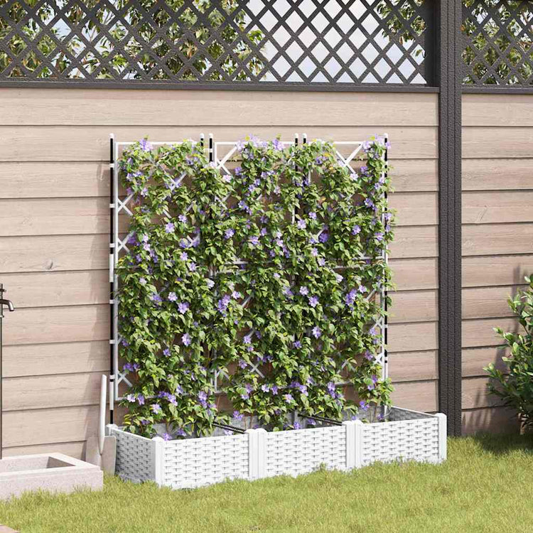Vidaxxl pot de fleur de jardin 3 pcs blanc 120 x 40 x 125,5 cm acier