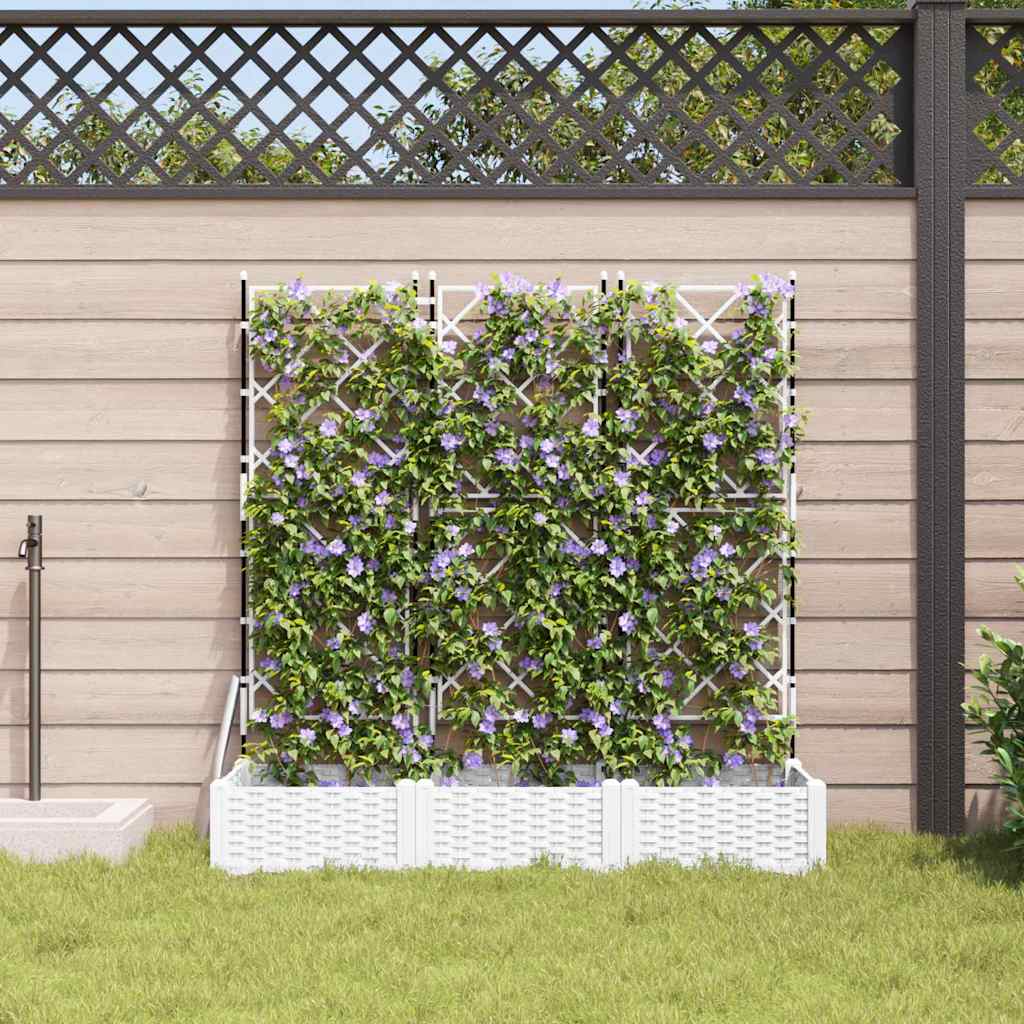 Vidaxxl pot de fleur de jardin 3 pcs blanc 120 x 40 x 125,5 cm acier