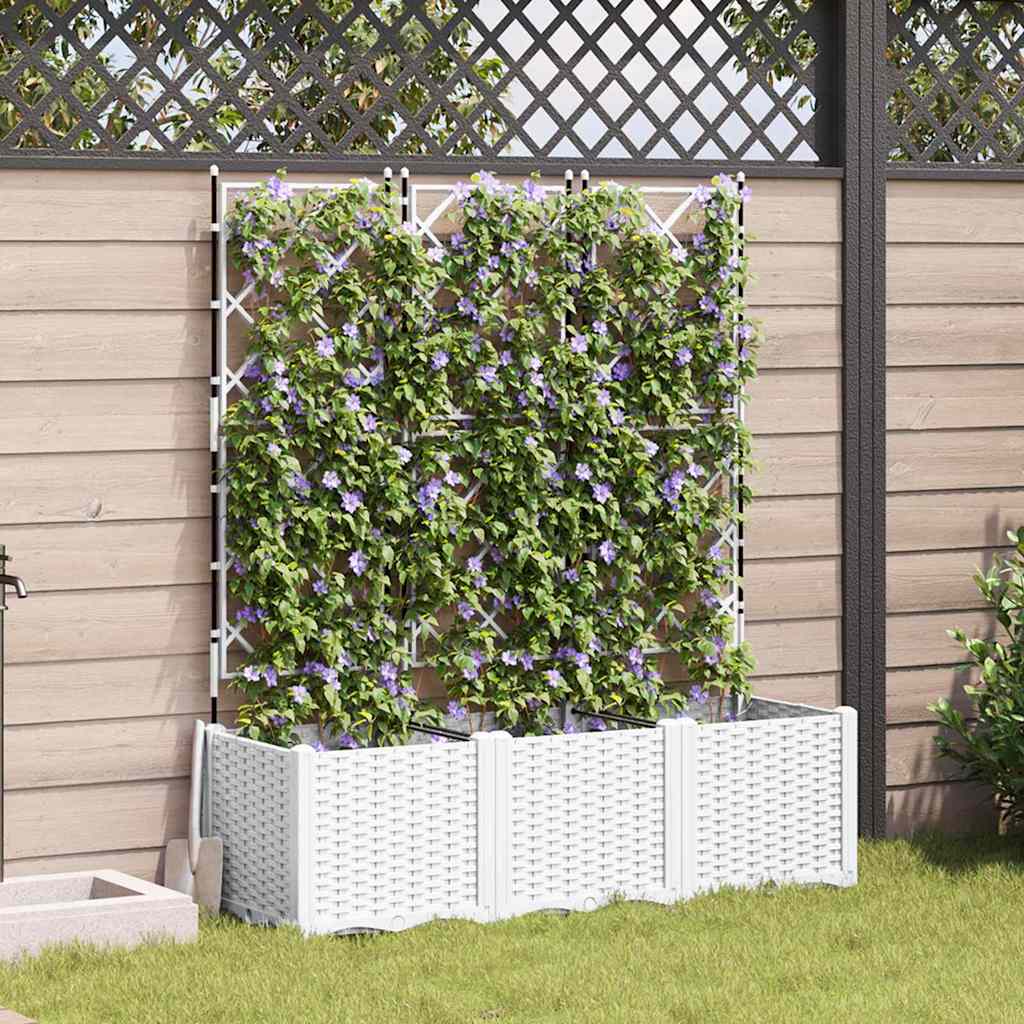 Vidaxl pot de fleur de jardin 3 pcs blanc 120 x 40 x 143 cm acier