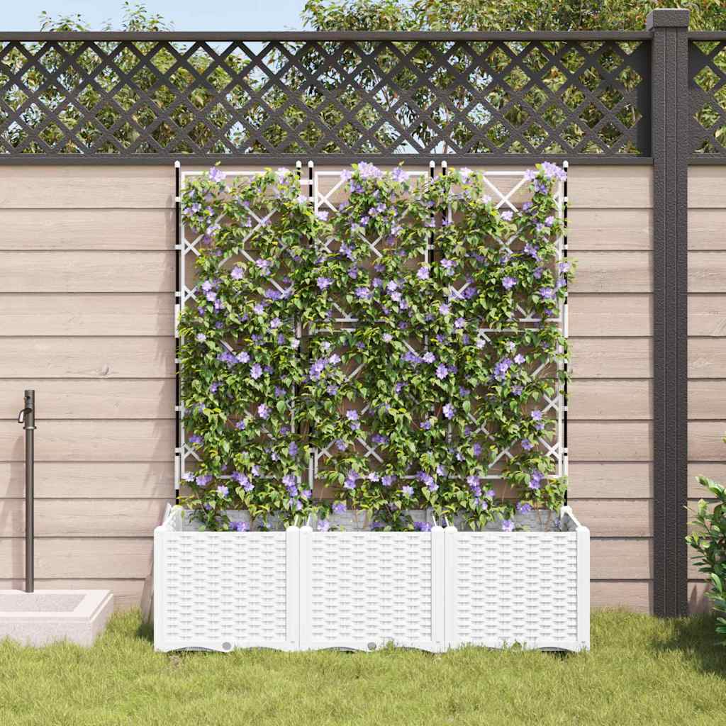Vidaxl pot de fleur de jardin 3 pcs blanc 120 x 40 x 143 cm acier