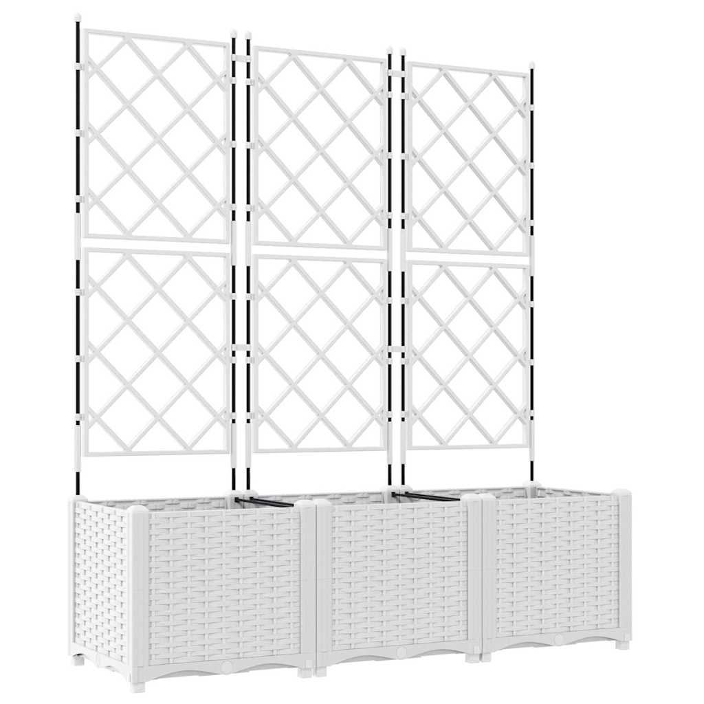 Vidaxl pot de fleur de jardin 3 pcs blanc 120 x 40 x 143 cm acier