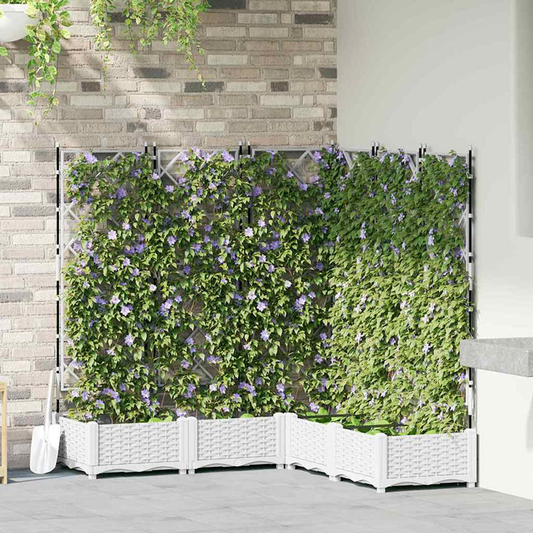 Vidaxxl pot de fleur de jardin 5 pcs blanc 120 x 120 x 125,5 cm acier