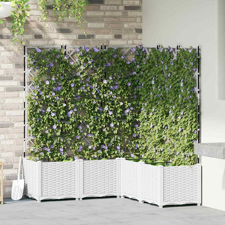 Vidaxxl pot de fleur de jardin 5 pcs blanc 120 x 120 x 143 cm acier