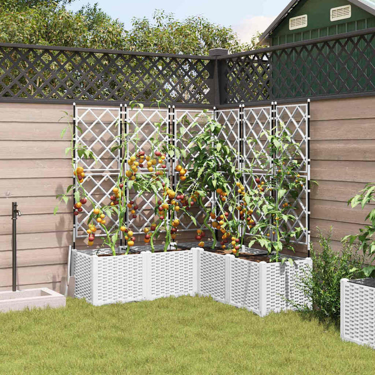 Vidaxxl pot de fleur de jardin 5 pcs blanc 120 x 120 x 143 cm acier