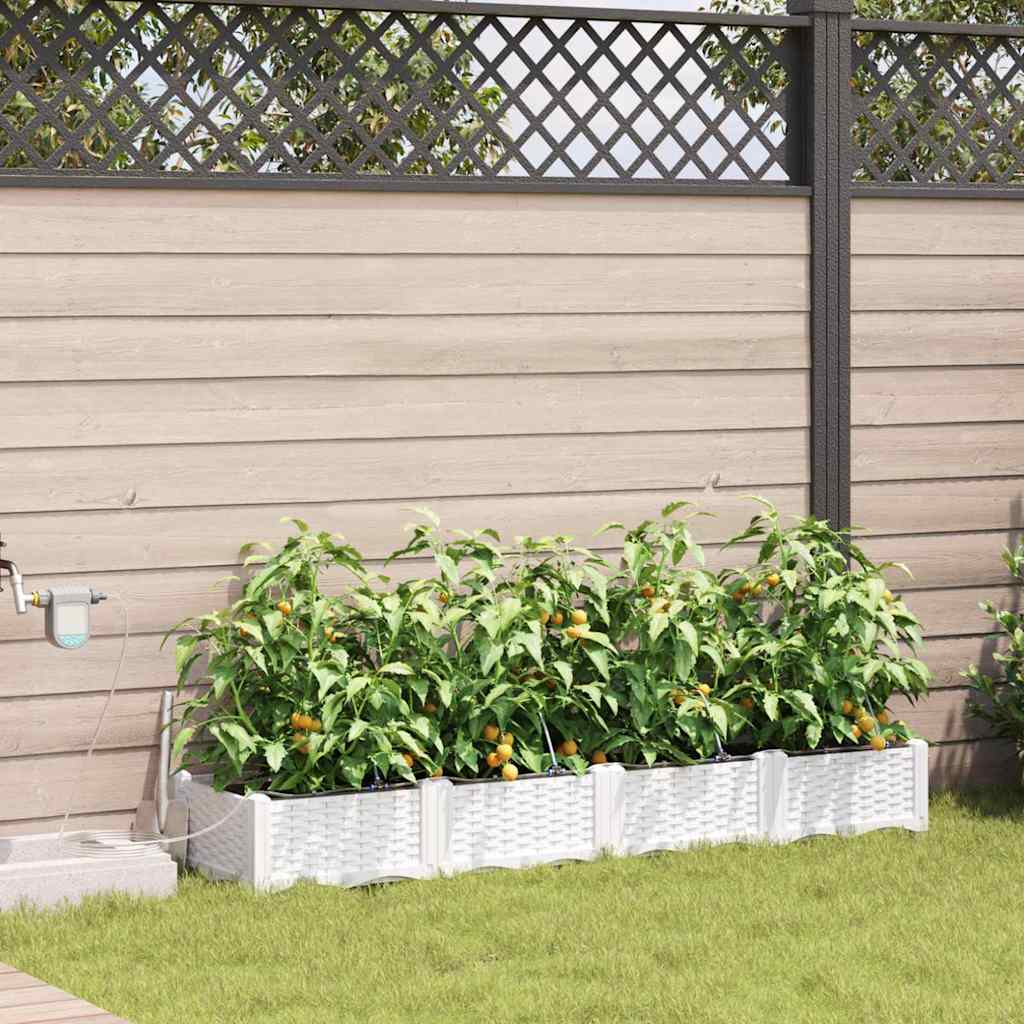 VidaXL pot de fleur de jardin 4 pcs acier blanc
