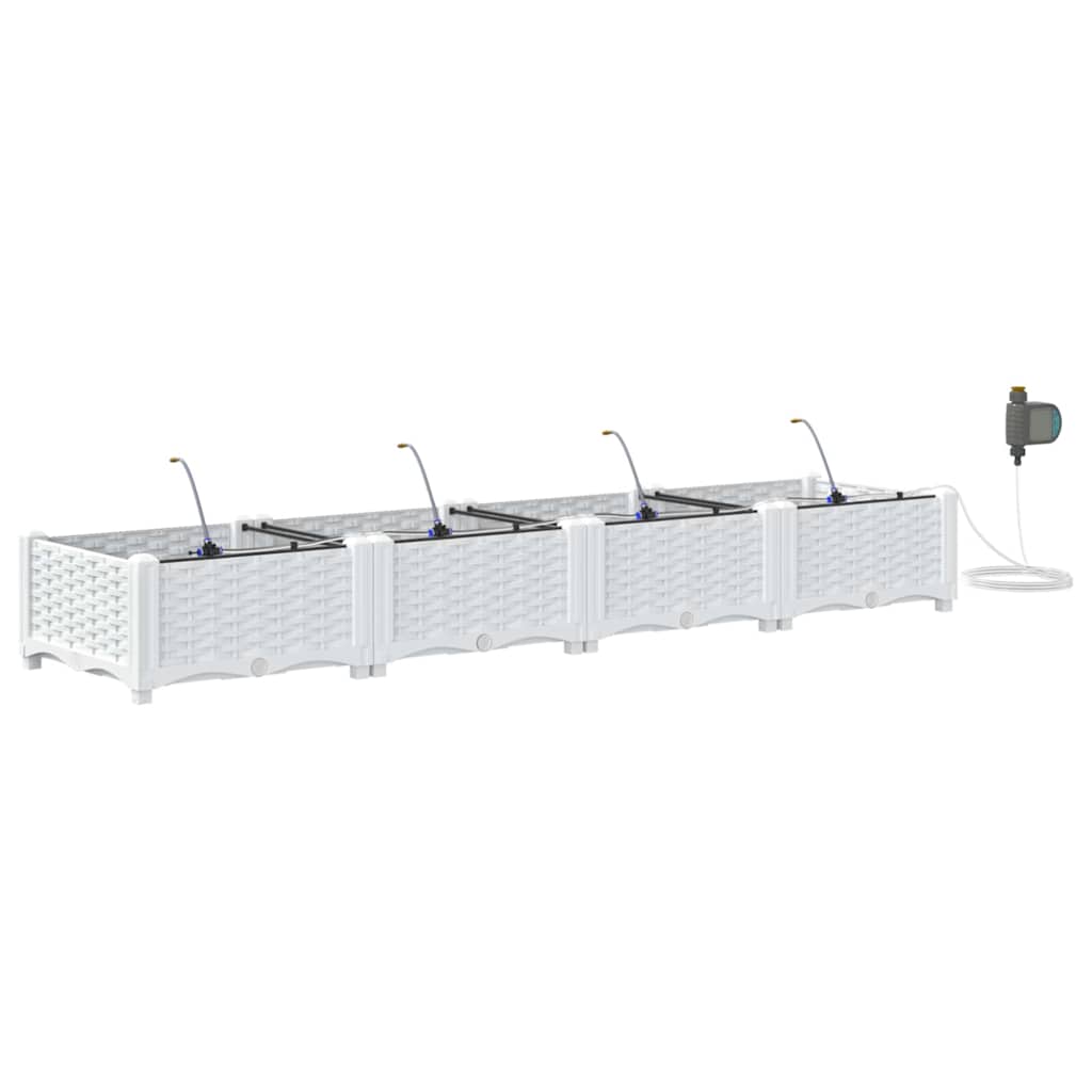 VidaXL pot de fleur de jardin 4 pcs acier blanc