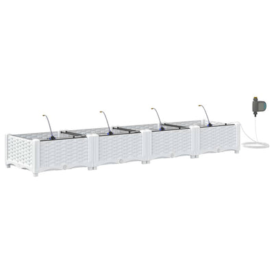 VidaXL pot de fleur de jardin 4 pcs acier blanc