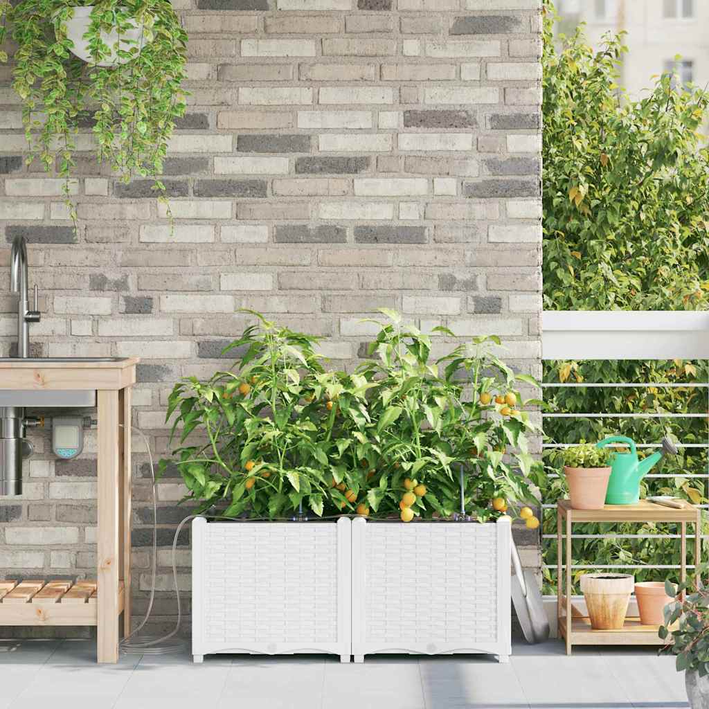 VidaXL pot de fleur de jardin 2 pcs acier blanc