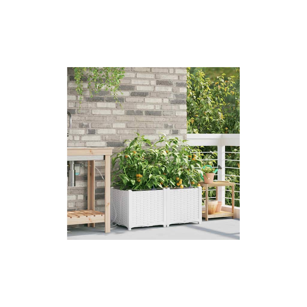 VidaXL pot de fleur de jardin 2 pcs acier blanc