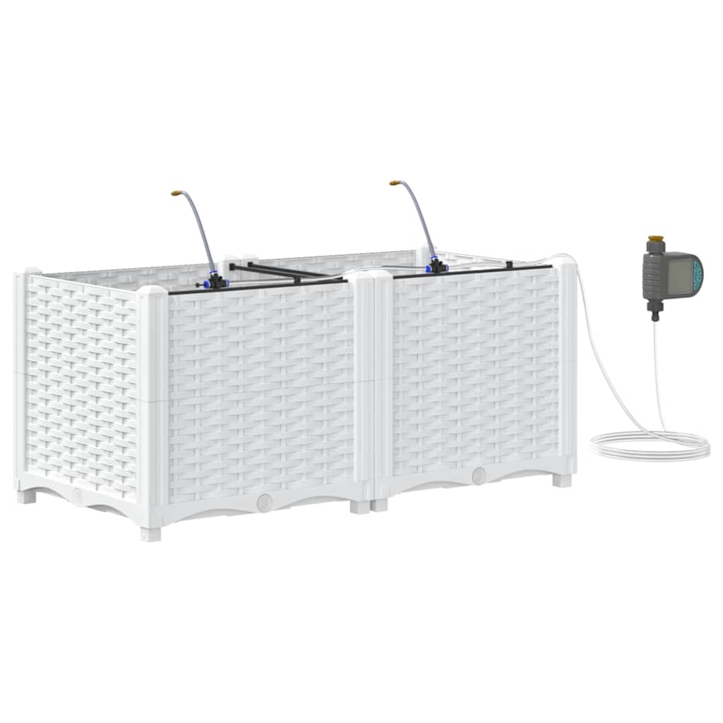 VidaXL pot de fleur de jardin 2 pcs acier blanc