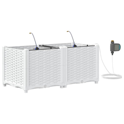 VidaXL pot de fleur de jardin 2 pcs acier blanc